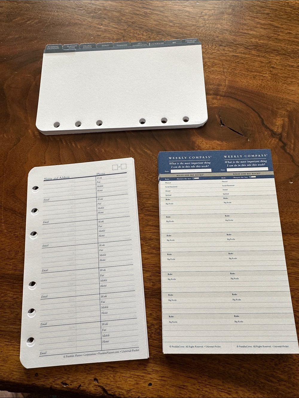 Franklin Planner Pocket pages